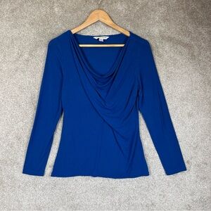 Pendleton Shirt Womens M Blue Long Sleeve Pullover Stretch Cowl Neck- 3950